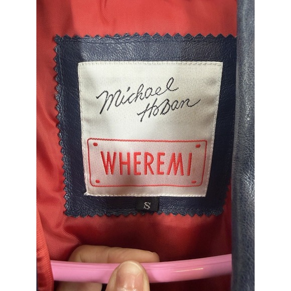 Michael Hoban WHERE MI Leather American Flag Bomber Style Jacket Men's S VTG 90s - Picture 2 of 16